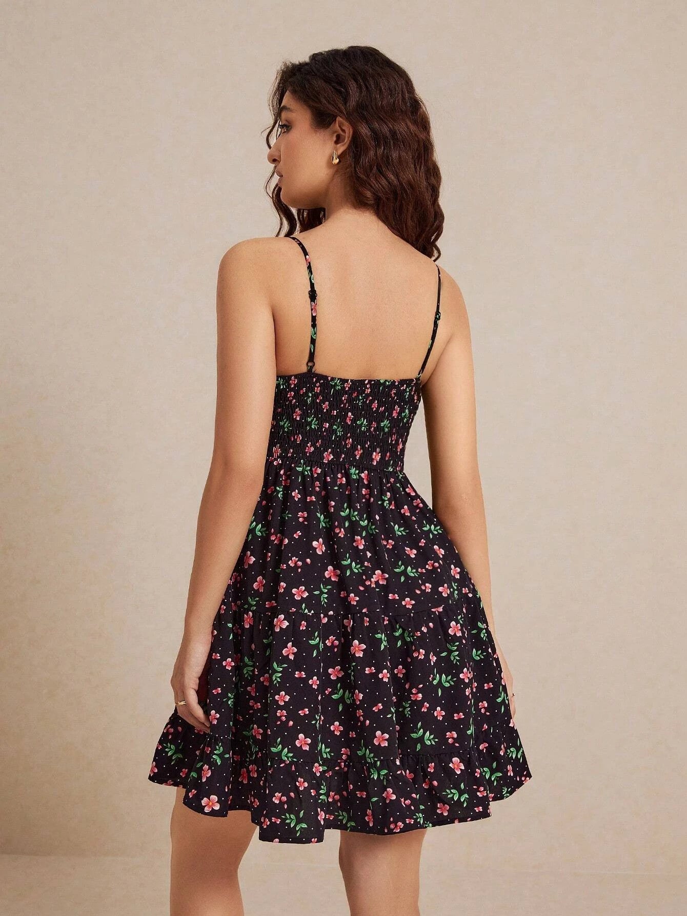 Floral Ruched Cami Dress