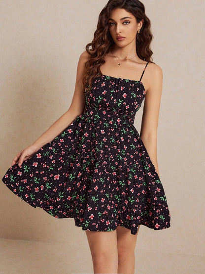 Floral Ruched Cami Dress