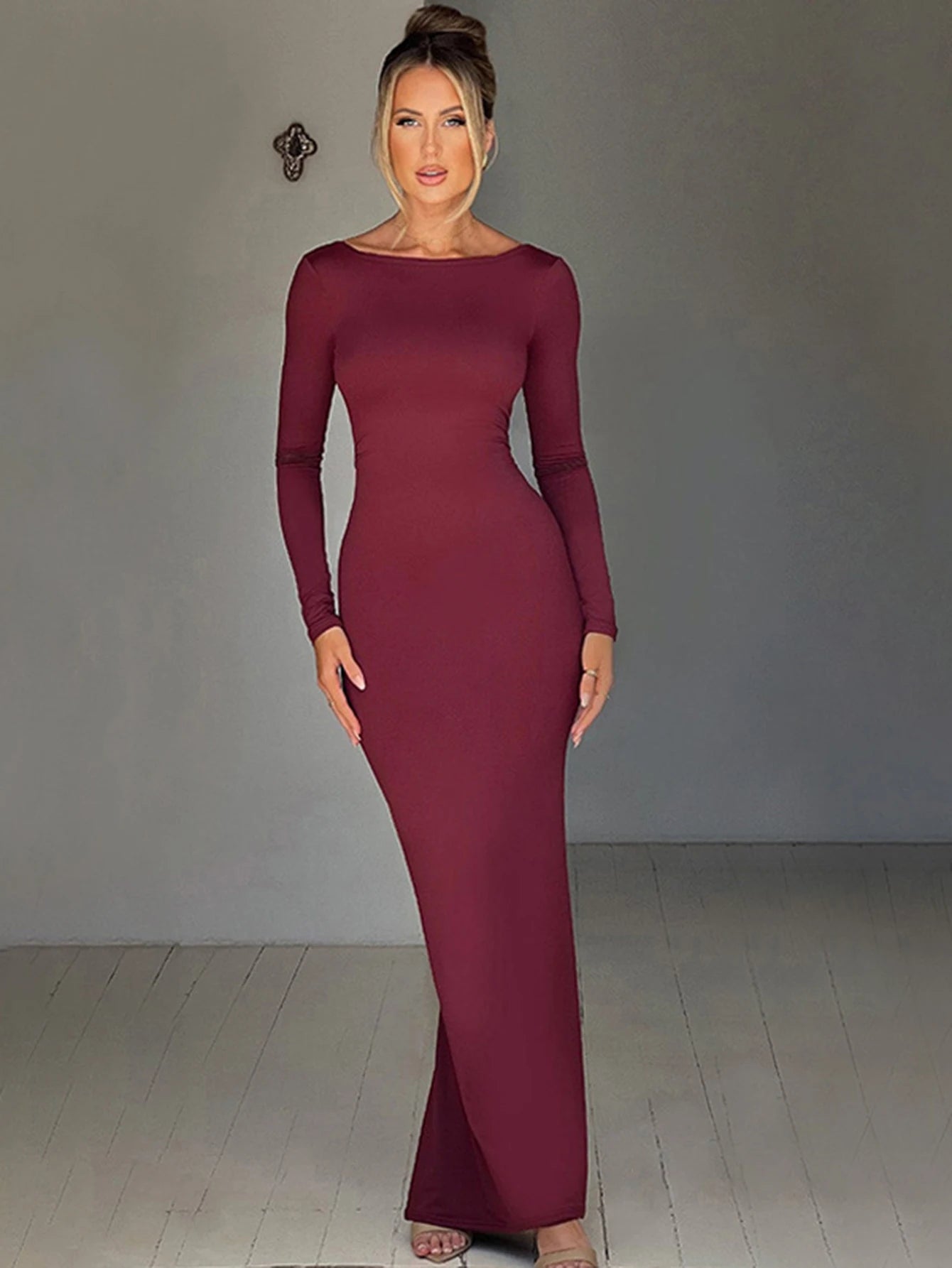 Backless Ruched Maxi Dress