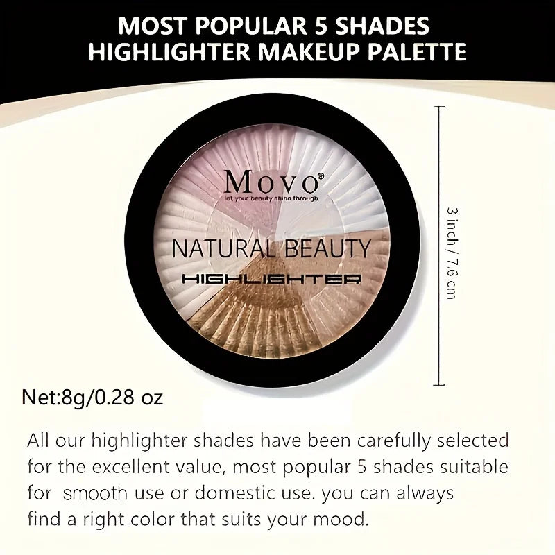 5 Color Highlighter Palette Shimmer Glow Face Illuminator Makeup