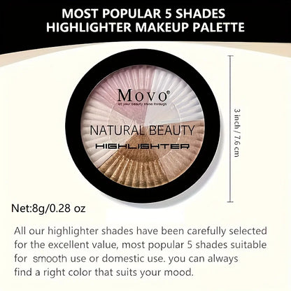 5 Color Highlighter Palette Shimmer Glow Face Illuminator Makeup