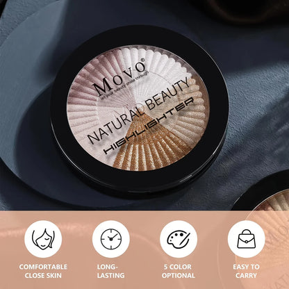 5 Color Highlighter Palette Shimmer Glow Face Illuminator Makeup