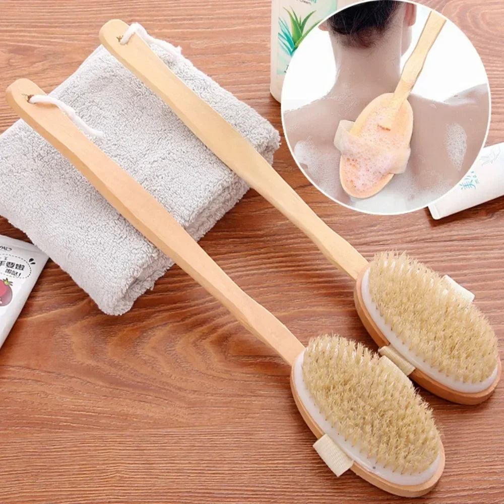 Wooden Long Handle Bath Brush
