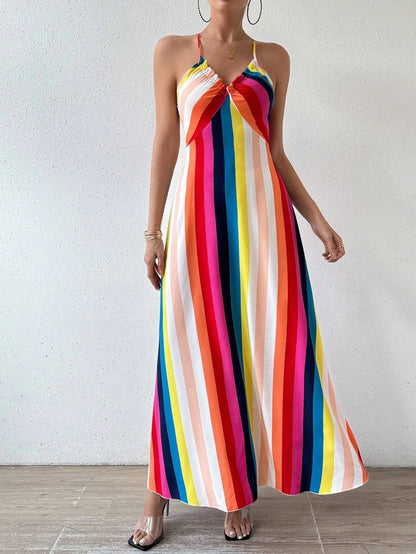 Women Boho Backless Maxi Dress