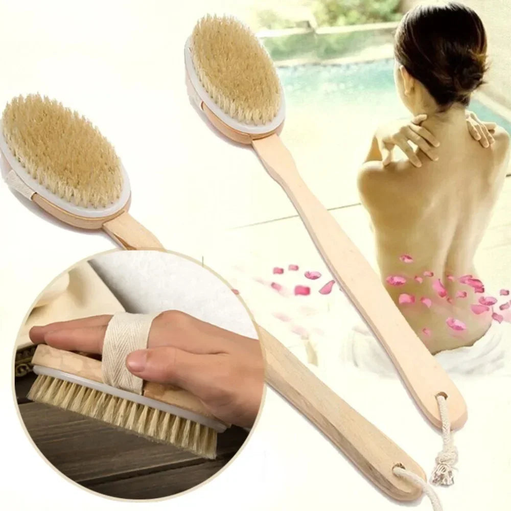 Wooden Long Handle Bath Brush