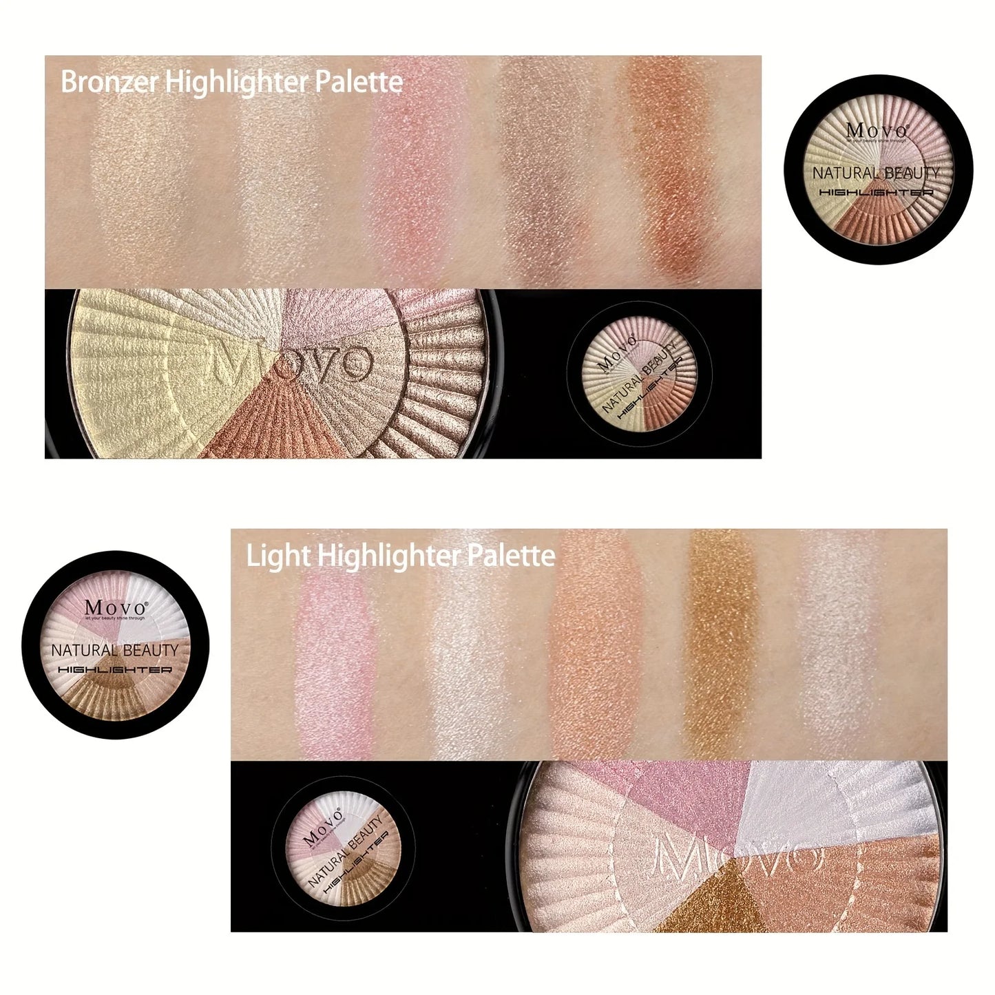 5 Color Highlighter Palette Shimmer Glow Face Illuminator Makeup